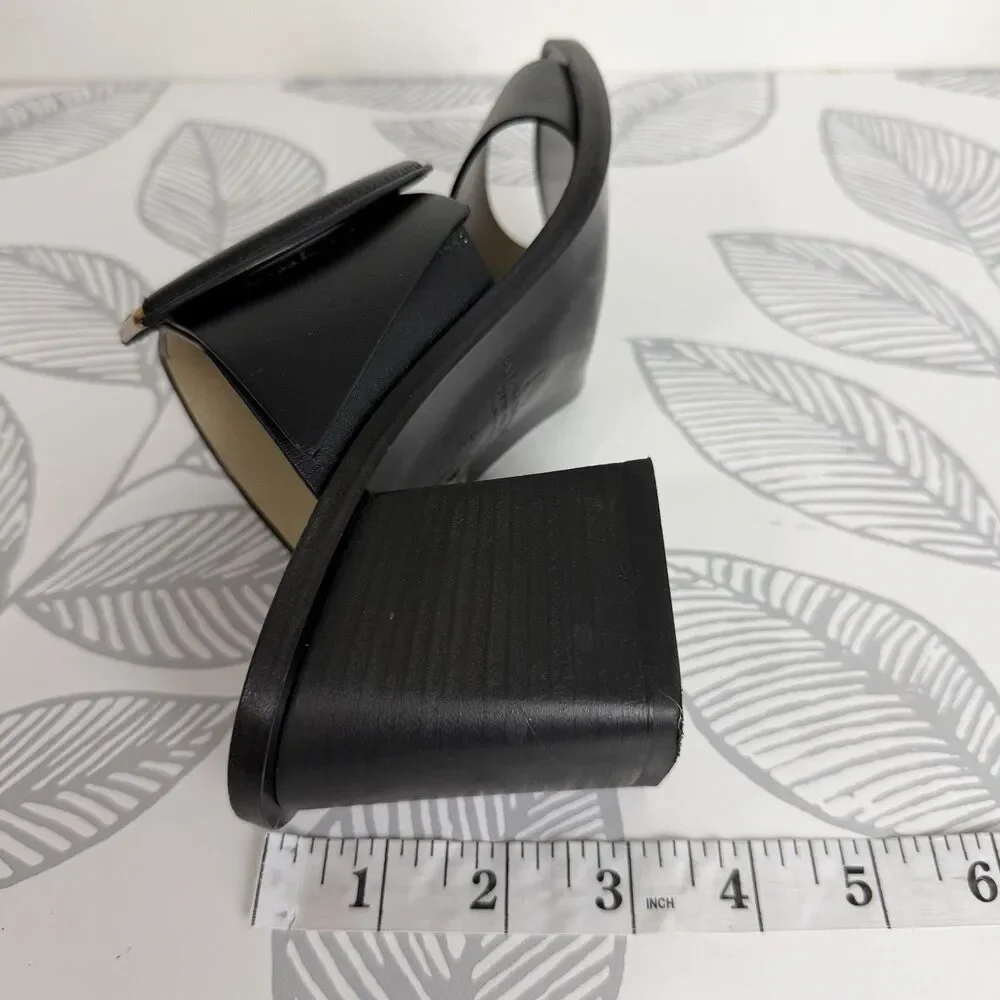Banana Republic Ravello Black Leather Block Heel Sandals Shoes Women’s 6.5 Italy - Picture 8 of 8